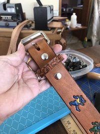 Leather belt with bears & color
