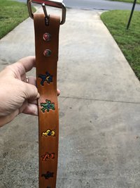 Leather belt with bears & color